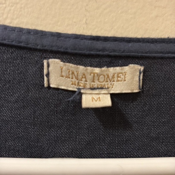 Lina Tomei Elegant navy Dress with Embellished beaded Neckline - medium - Picture 2 of 7